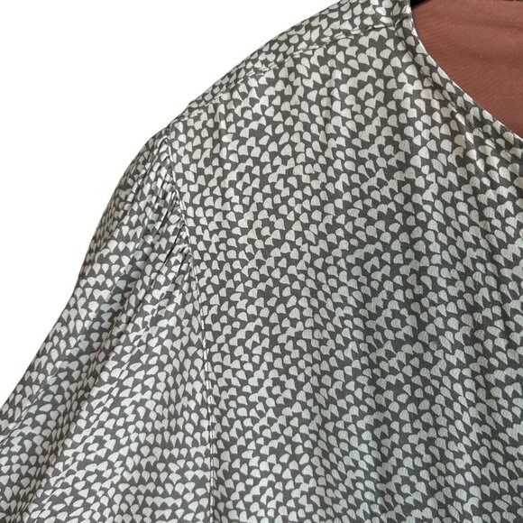Moods by Krizia Vintage 80s Gray Petite Pattern Blouse Size Medium - Picture 2 of 9